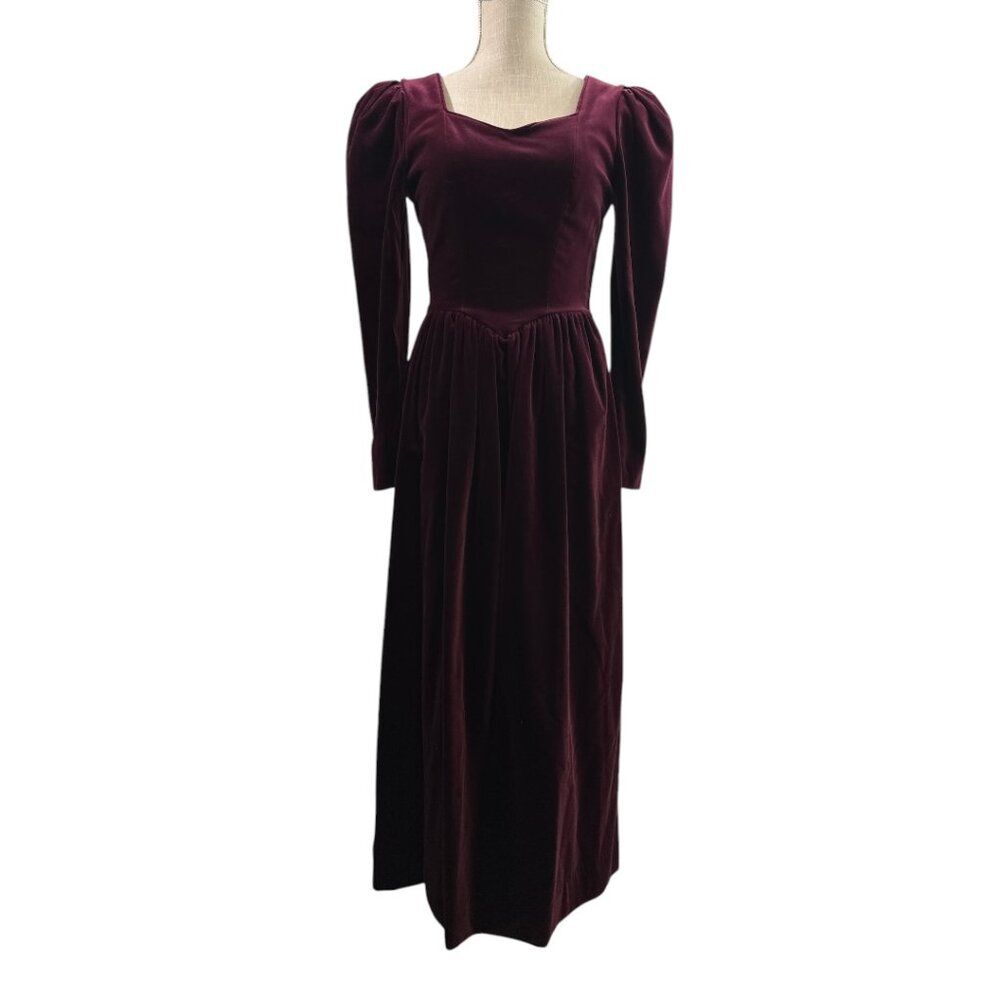 Laura Ashley Vintage Dress Burgundy Velvet Whimsigoth Princess NWT